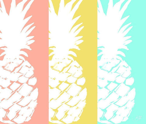 Modern Pineapple Trio White Modern Wood Framed Art Print with Double Matting by DeRice, Julie