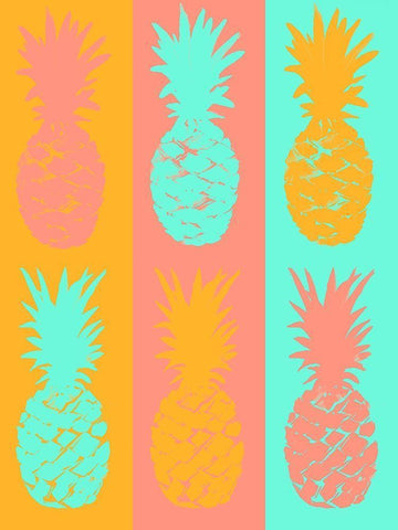 Vibrant Striped Pineapples White Modern Wood Framed Art Print with Double Matting by DeRice, Julie