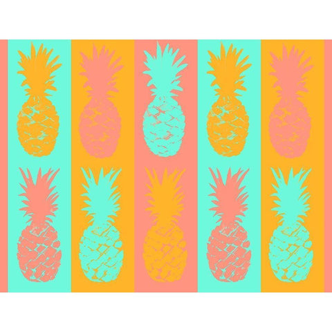 Vibrant Pineapples Fiesta Gold Ornate Wood Framed Art Print with Double Matting by DeRice, Julie