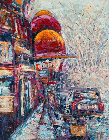 Big Apple Blizzard Black Ornate Wood Framed Art Print with Double Matting by Coolick, Ann Marie