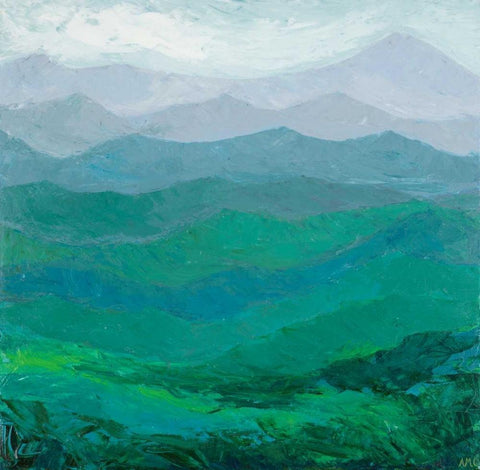 Blue Ridge Spring White Modern Wood Framed Art Print with Double Matting by Coolick, Ann Marie