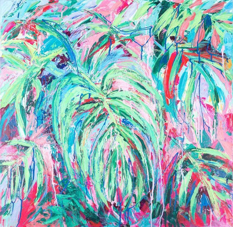 Tropical Garden White Modern Wood Framed Art Print with Double Matting by Coolick, Ann Marie