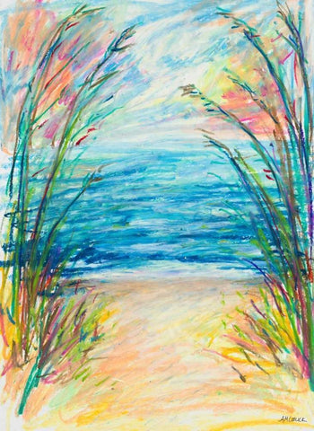 Path To The Water Black Ornate Wood Framed Art Print with Double Matting by Coolick, Ann Marie