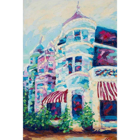 Small Town Corner White Modern Wood Framed Art Print by Coolick, Ann Marie
