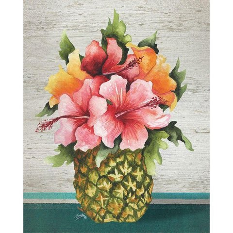 Tropical Bouquet Gold Ornate Wood Framed Art Print with Double Matting by Medley, Elizabeth