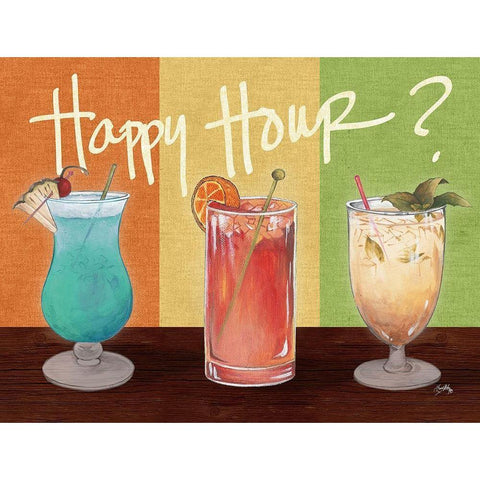 Happy Hour Drinks Black Modern Wood Framed Art Print with Double Matting by Medley, Elizabeth