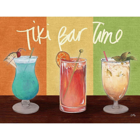 Tiki Bar Time Black Modern Wood Framed Art Print with Double Matting by Medley, Elizabeth