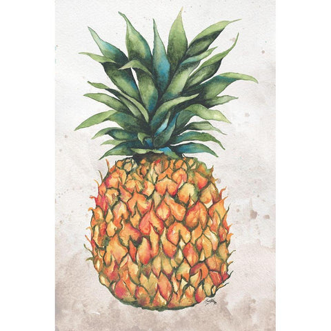 Tropic Pineapple Gold Ornate Wood Framed Art Print with Double Matting by Medley, Elizabeth