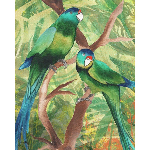 Tropical Birds II Gold Ornate Wood Framed Art Print with Double Matting by Medley, Elizabeth