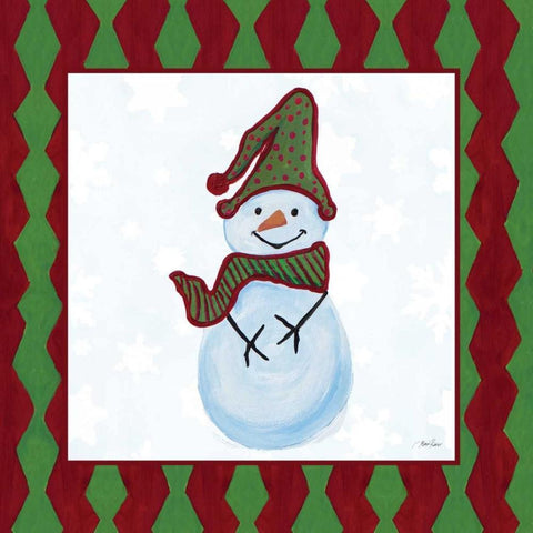 Snowman Zig Zag Square III Black Ornate Wood Framed Art Print with Double Matting by Ritter, Gina