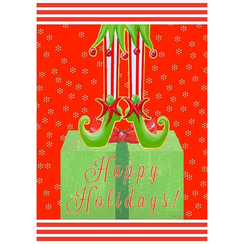 Happy Holidays Elf White Modern Wood Framed Art Print by Ritter, Gina