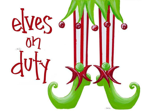 Elves on Duty White Modern Wood Framed Art Print with Double Matting by Ritter, Gina