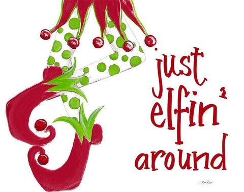 Just Elfin Around White Modern Wood Framed Art Print with Double Matting by Ritter, Gina