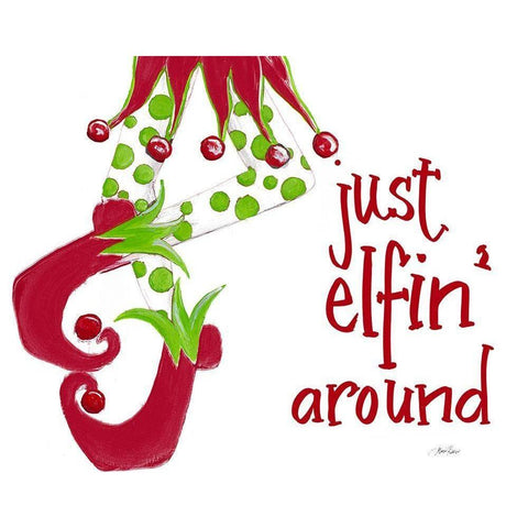 Just Elfin Around Gold Ornate Wood Framed Art Print with Double Matting by Ritter, Gina