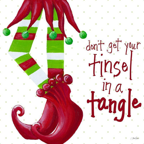 Tinsel In A Tangle on Dots White Modern Wood Framed Art Print by Ritter, Gina