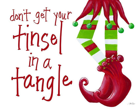 Dont Get Your Tinsel in a Tangle White Modern Wood Framed Art Print with Double Matting by Ritter, Gina