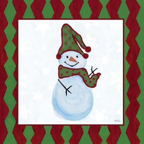 Snowman Zig Zag Square II Black Ornate Wood Framed Art Print with Double Matting by Ritter, Gina