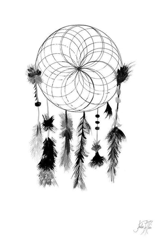 Dark Midnight Dream Catcher I White Modern Wood Framed Art Print with Double Matting by DeRice, Julie