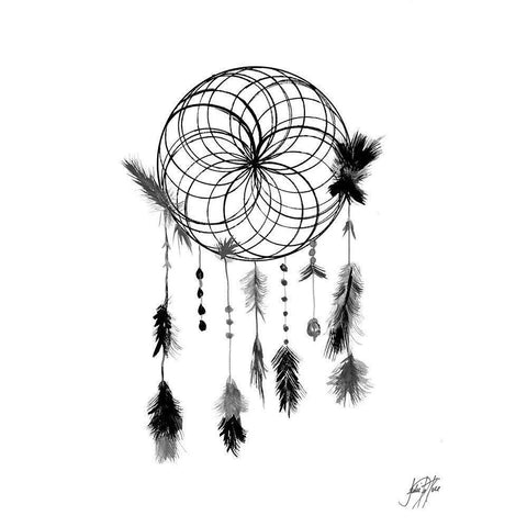 Dark Midnight Dream Catcher II White Modern Wood Framed Art Print by DeRice, Julie