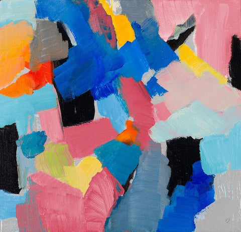 Lets Mingle II White Modern Wood Framed Art Print with Double Matting by Loreth, Lanie