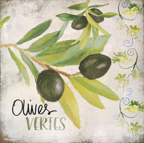 Olives Vertes Black Ornate Wood Framed Art Print with Double Matting by Loreth, Lanie