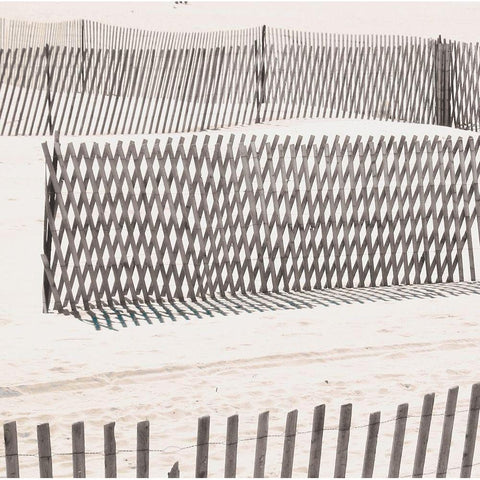 Beach Fence White Modern Wood Framed Art Print by Biscardi, Nicholas