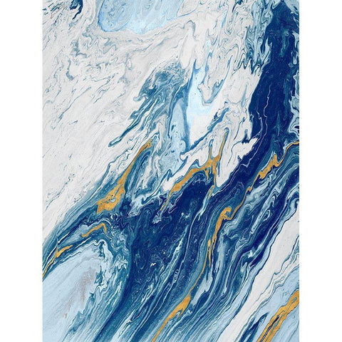 Beach Blue Waves White Modern Wood Framed Art Print by Mercado, M.