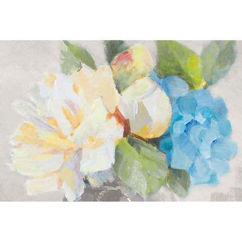 Mid Summer Bloom Blues II White Modern Wood Framed Art Print by Loreth, Lanie