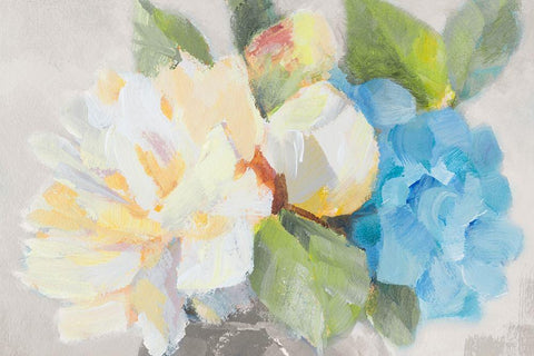 Mid Summer Bloom Blues II White Modern Wood Framed Art Print with Double Matting by Loreth, Lanie