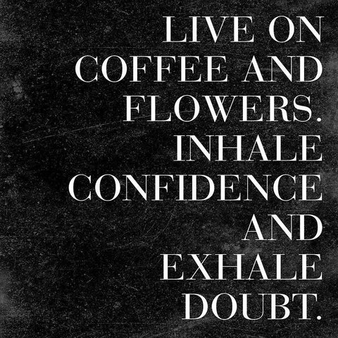 Live On Coffee Black Modern Wood Framed Art Print by SD Graphics Studio