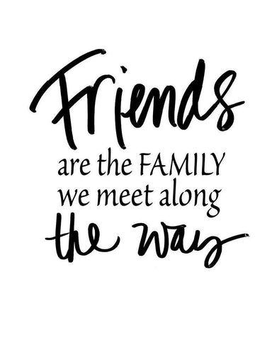 Friends Are Family Black Ornate Wood Framed Art Print with Double Matting by SD Graphics Studio