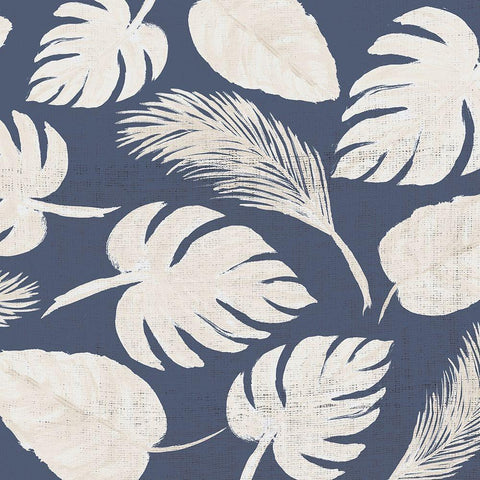 White Leaves Scatter Pattern White Modern Wood Framed Art Print with Double Matting by DeRice, Julie