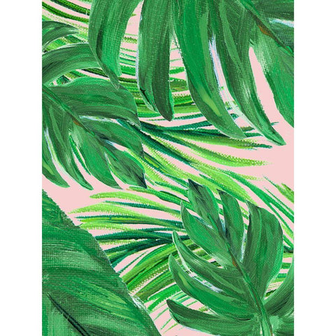 Green Palms on Blush II Gold Ornate Wood Framed Art Print with Double Matting by DeRice, Julie