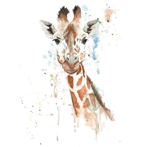 Water Giraffe White Modern Wood Framed Art Print by Pinto, Patricia