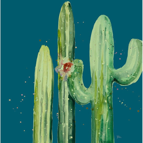 Natural Desert Cactus On Blue II White Modern Wood Framed Art Print by Pinto, Patricia