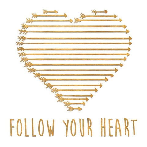 Follow Your Heart Gold Ornate Wood Framed Art Print with Double Matting by SD Graphics Studio