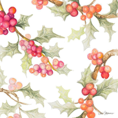 Watercolor Holly I Black Modern Wood Framed Art Print by Gaynor, Janice