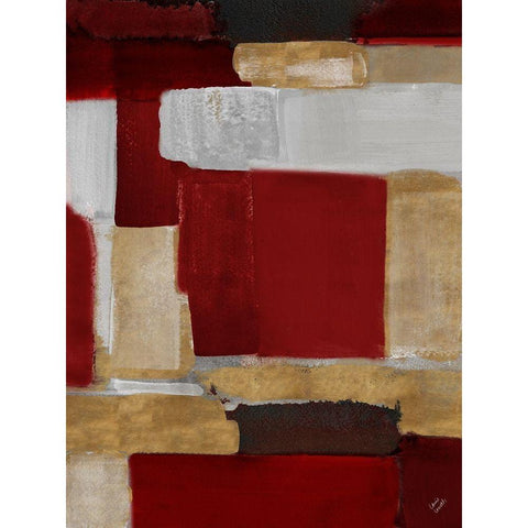 Red and Gold Light I Black Modern Wood Framed Art Print with Double Matting by Loreth, Lanie