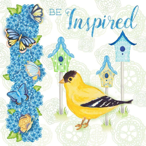 Yellow Bird I Black Modern Wood Framed Art Print with Double Matting by Metz, Andi