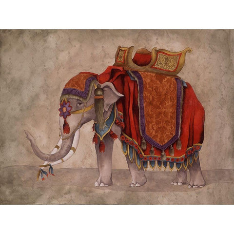 Ceremonial Elephants I White Modern Wood Framed Art Print by Medley, Elizabeth