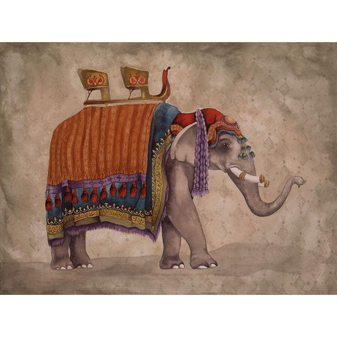 Ceremonial Elephants II White Modern Wood Framed Art Print by Medley, Elizabeth