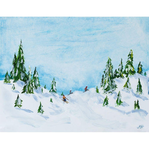 Winter Fun I Black Modern Wood Framed Art Print with Double Matting by DeRice, Julie