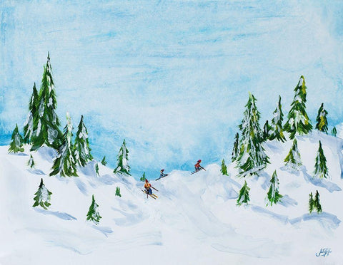 Winter Fun I Black Ornate Wood Framed Art Print with Double Matting by DeRice, Julie