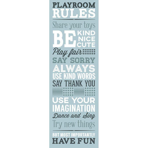 Playroom Rules Black Modern Wood Framed Art Print with Double Matting by SD Graphics Studio