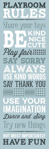 Playroom Rules White Modern Wood Framed Art Print with Double Matting by SD Graphics Studio