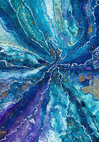 Galactical Blues Black Ornate Wood Framed Art Print with Double Matting by Bucheli, Amaya