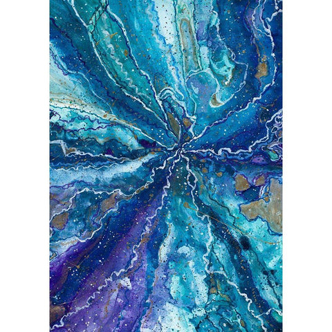 Galactical Blues Gold Ornate Wood Framed Art Print with Double Matting by Bucheli, Amaya