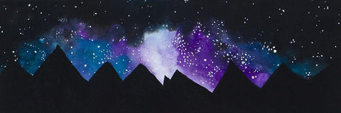 Stars over the Mountains Black Ornate Wood Framed Art Print with Double Matting by Bucheli, Amaya