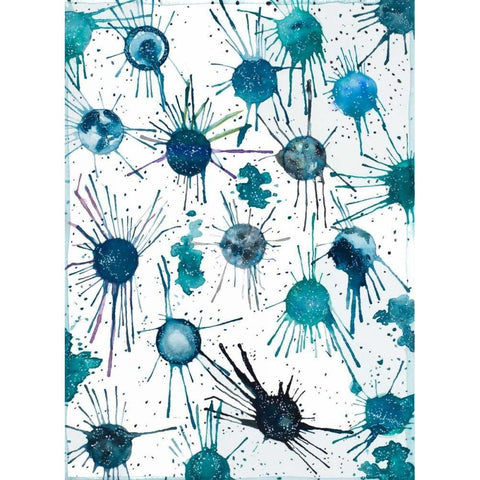 Splattered Moons Black Modern Wood Framed Art Print by Bucheli, Amaya