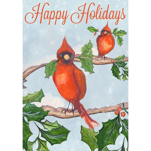 Holiday Birds White Modern Wood Framed Art Print by Diannart